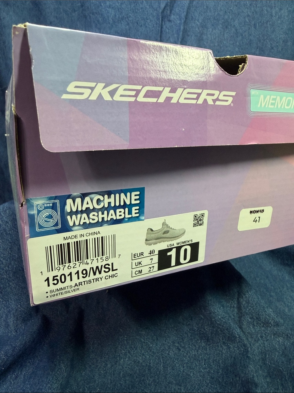Skechers White/Silver Women's Sneakers Boxed